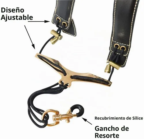 Vista 7 de adorence Correa de Hombro para Saxofón - Correa de Arnés de Saxofón de Cuero Hecha a Mano, Sin Estrés en el Cuello, Alargada para Negro