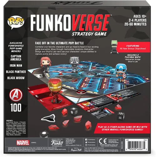 Vista 2 de Funko Games Funkoverse Marvel 100 - Juego de mesa de estrategia ligera para niños y adultos (de 10 años en adelante), 2-4 jugadores, paquete de 4