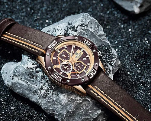 Vista 5 de NAVIFORCE Hombres Cronógrafo Reloj Impermeable Deporte Cuero Relojes Analógicos Cuarzo Fecha Negocios Moda Relojes de Pulsera para Hombr