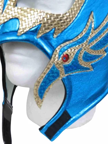 Vista 5 de Máscara de tributo de lucha libre mexicana, diseño azul 52 Eagle Warrior, ajuste ajustable