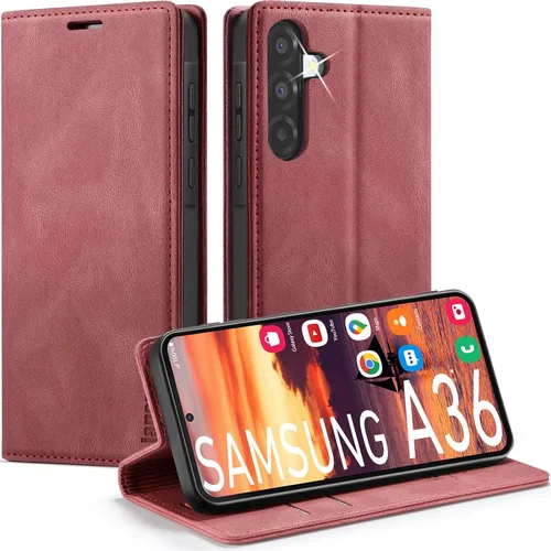Vista 35 de Funda tipo cartera para Samsung Galaxy A32 5G con bloqueo RFID, tarjetero y función atril magnético, funda de cuero con tapa para Galaxy A32 5G