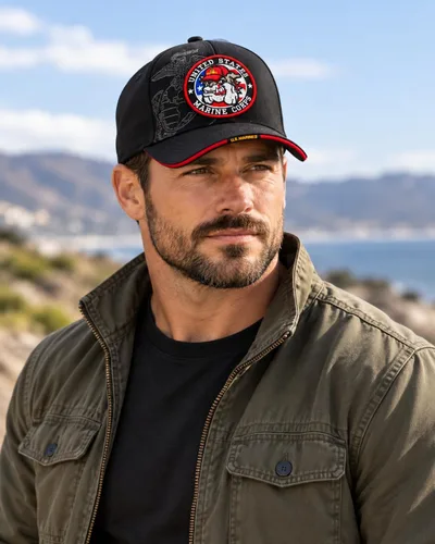 Vista 2 de Sombrero del Cuerpo de Marines de los Estados Unidos para hombre, gorra de béisbol militar oficial de la USMC, regalo para veteranos de los marines