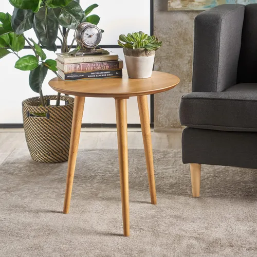 Vista 2 de Evangeline - Mesa auxiliar de madera acabada con superposición de madera sintética (roble natural)
