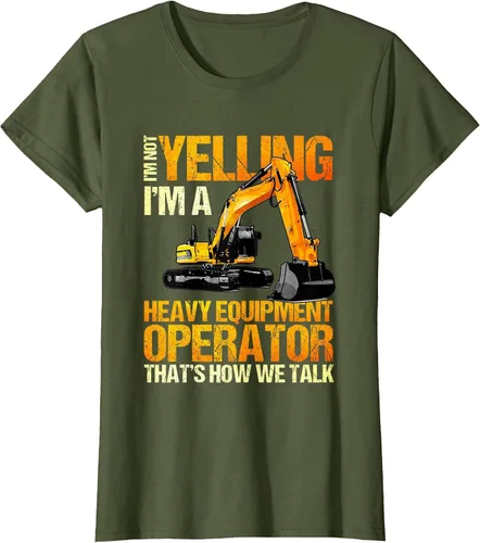 Vista 19 de Camiseta de la retroexcavadora de la construcción del operador del equipo pesado Asphalt Grey