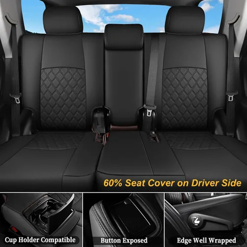Vista 2 de Huidasource Fundas para asiento de Toyota 4Runner juego completo, protector de asiento impermeable de cuero sintético, protector de cojín de asiento