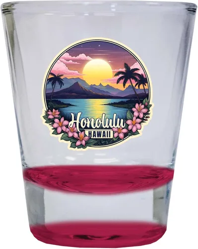 Vista 7 de Honolulu Hawaii B Souvenir - Vaso de chupito redondo de 1.5 onzas, color azul, paquete de 2