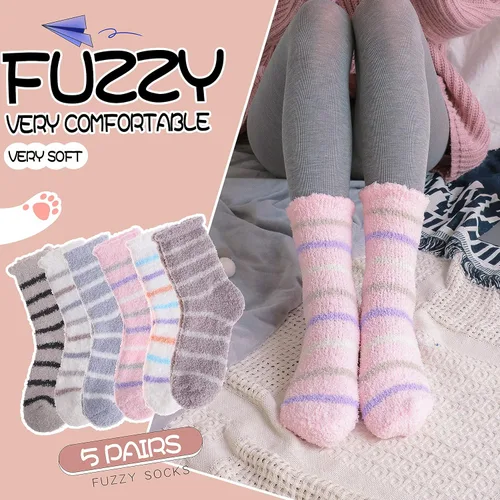 Vista 2 de EBMORE Womens Fuzzy Socks Slipper Fluffy Cozy Comfy Cabin Plush Warm Winter Sleep Home Soft Socks