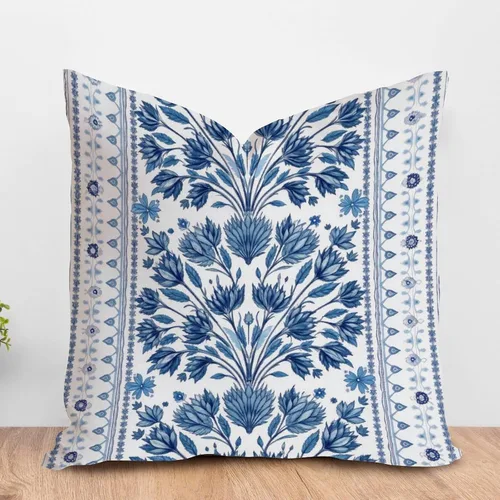 Vista 41 de ArogGeld Funda de cojín con flores verdes y blancas con flores grises y negras y hojas verdes en estilo chinoiserie, funda de almohada cuadrada