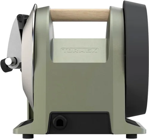Vista 3 de Afilador de cuchillos de cocina Tormek T-1 para uso doméstico - NEGRO KARBON - Versión EE. UU. - Inglés (Verde ceniza)