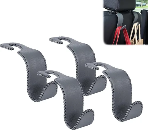 Vista 19 de Amooca - Gancho para reposacabezas de asiento de coche, organizador de almacenamiento universal para bolso de mano, abrigo, cuero con metal