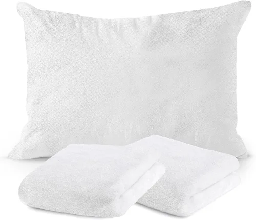 Vista 11 de Continental Bedding Protectores de almohada de viscosa de bambú con cremallera, a prueba de plumas, impermeables y a prueba de plumas: comodidad