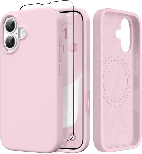 Vista 91 de GONEZ Funda magnética para iPhone 14, compatible con Magsafe, con protector de pantalla + protector de cámara, forro de microfibra antiarañazos
