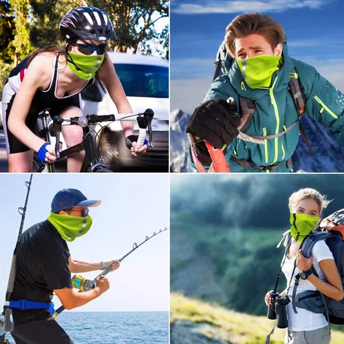 Vista 6 de 5 mascarillas reflectantes para el cuello bufanda pasamontañas tubo de diadema resistente al viento sin costuras verde