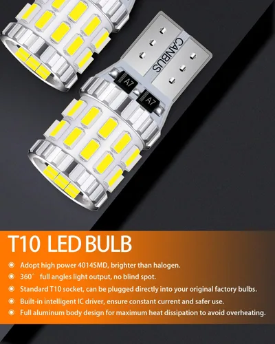 Vista 4 de Kit de Paquete de Bombillas LED Blancas Compatible con Toyota Corolla 2003, 2004, 2005, 2006, 2007, 2008, 2009, 2010, 2011, 2012, Luz