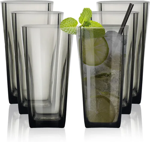 Vista 15 de Top-spring Vaso de Agua de Plástico Reutilizable de 20 Onzas, Vasos Transparentes Irrompibles para Beber, Sin BPA, Juego de 6 Vasos Azules