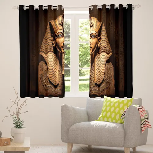 Vista 2 de Erosebridal Cortinas de ventana del faraón egipcio, tribu del antiguo Egipto exótico, pirámides egipcias, cortinas decorativas para dormitorio, sala