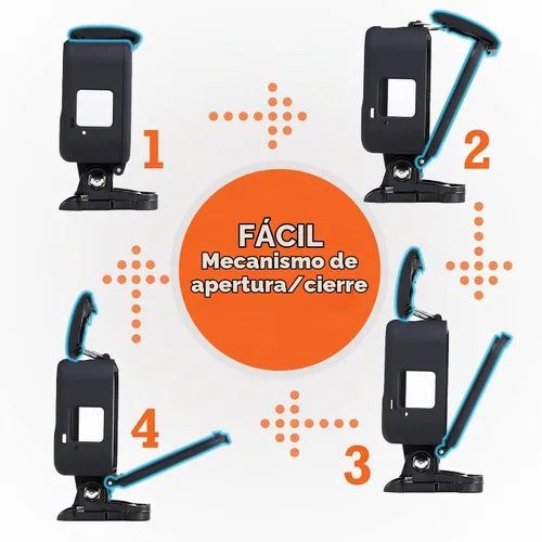 Vista 7 de MiPremium Carcasa con marco para GoPro Hero 8, color negro. Kit de accesorios de montaje de jaula protectora con tornillo de aluminio y hebilla