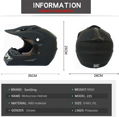 Vista 7 de Casco de motocross, ATV para jóvenes y niños, casco de motocicleta todoterreno BMX de 4 ruedas, con certificado DOT, con guantes y máscara de gafas