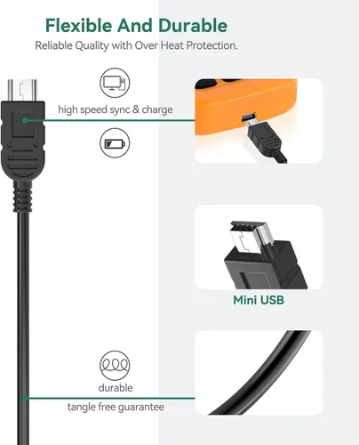 Vista 5 de Adaptador de 5 V + mini cable USB de repuesto para escáner FOXWELL NT301 NT201 NT510 NT604 NT624 NT630 OBD2 escáner de diagnóstico herramienta