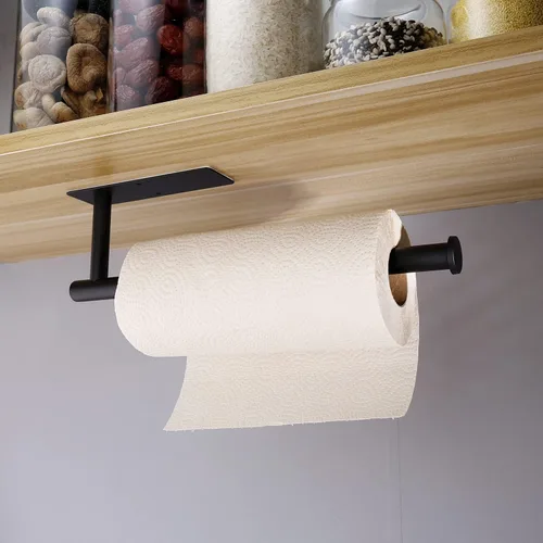 Vista 7 de Toalleros de papel para cocina, soporte para toallas de papel debajo del gabinete, soporte enrollable para toalla de baño, soporte para toallas