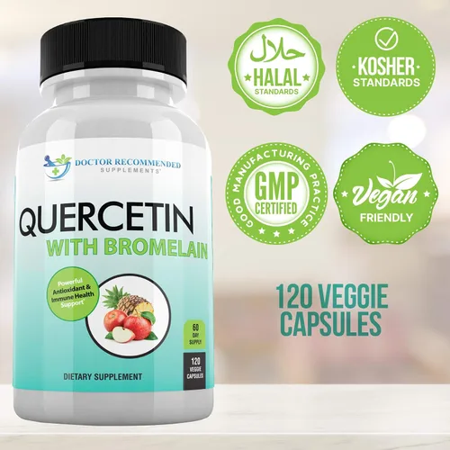 Vista 5 de DOCTOR RECOMMENDED SUPPLEMENTS Quercetina 800 mg con bromelina 165 mg por porción, 120 cápsulas vegetarianas, suministro completo para 60 días