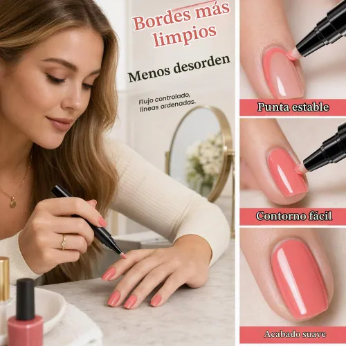 Vista 4 de Juego de bolígrafos profesionales para esmalte de uñas, 6 colores para arte Conjunto E