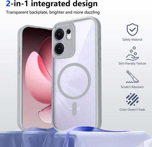 Vista 148 de Funda magnética transparente compatible con Xiaomi 17T, color negro 2 en 1 PC + TPU cubierta de teléfono a prueba de golpes, carcasa protectora