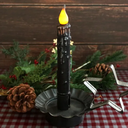 Vista 3 de CVHOMEDECO. Velas de cera real sumergidas a mano, funciona con pilas, temporizador, velas cónicas sin llama primitivas del país, 6-3/4 pulgadas