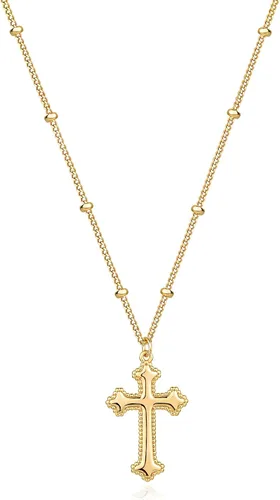 Vista 122 de Fettero - Collar con dije de cruz de fe, chapado en oro de 14 K, cadena fina, minimalista, simple, pequeña, para oración, regalo de joyería religiosa