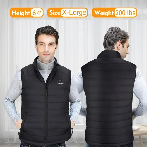 Vista 2 de HEATOO Chaleco térmico para hombre chaquetas de calefacción ligeras con batería de 10000 mAh 74 V para esquí pesca en hielo caza