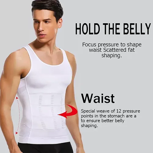 Vista 4 de SHAPERLUV - Camiseta sin mangas para hombre, camiseta moldeadora de cuerpo Shaperluv, para hombre, moldeador de cuerpo abdominal, camiseta sin