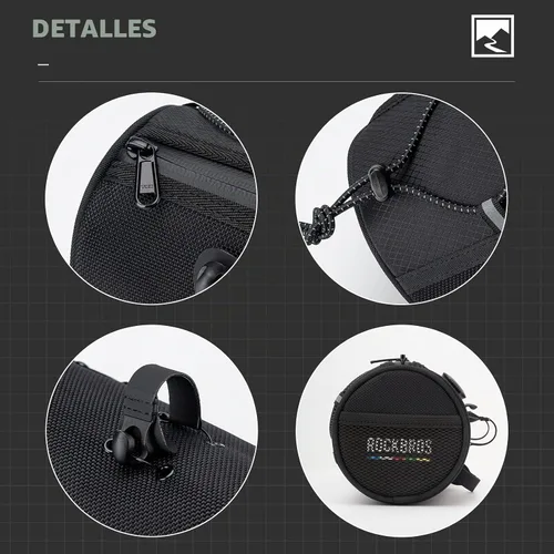 Vista 4 de ROCKBROS ROAD TO SKY - Bolsa para manillar de bicicleta, Bolsa frontal para bicicleta, Bolsa de almacenamiento, Bolsa ligera y resistente para Negro