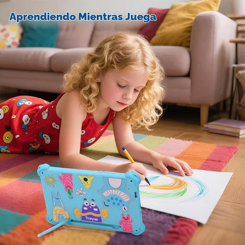 Vista 5 de Trayoo Tableta infantil de 7 pulgadas para niños de 3 a 12 años, tableta Android de 32 GB para niños pequeños con funda sólida, YouTube, Netflix