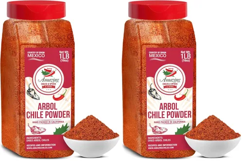 Vista 10 de Chile de Arbol - Chile rojo seco en polvo, 1 libra (16 onzas), pimientos molidos para auténtica cocina mexicana por Amazing Chiles & Spices