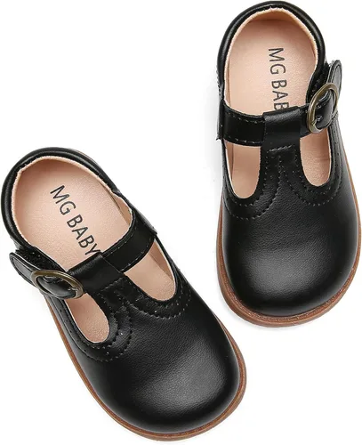 Vista 3 de DADAWEN - Zapatos de correa de vestir planos para niña, clásicos, para usar con el uniforme escolar