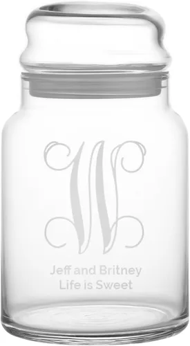 Vista 11 de Let's Make Memories Tarros de cristal personalizados para dulces variados - Cualquier diseño de mensaje, fuente de bloque
