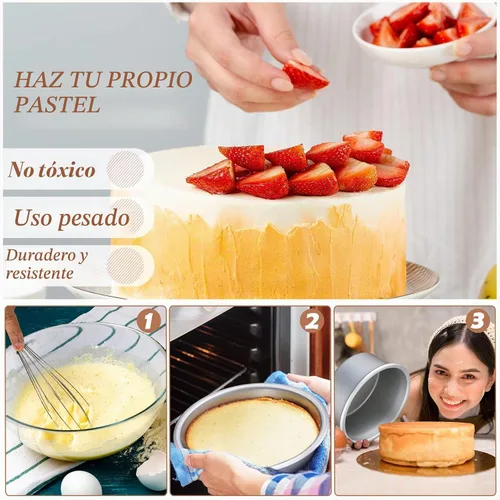 Vista 5 de Gerrii 18 moldes para pasteles de 4 pulgadas, antiadherentes, de aluminio, pequeños moldes redondos para hornear pasteles, para queso, pizza