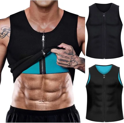 Vista 3 de IOTKIT Manson - Chaleco de compresión de ginecomastia con cremallera, camisas de compresión para hombre, camiseta sin mangas de compresión