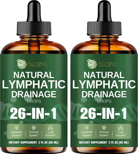 Vista 11 de Migcopat Gotas liposomales de drenaje linfático 26 en 1, con equinácea, cúrcuma, saúco, diente de león, vitaminas y verbascum para pulmones, sistema