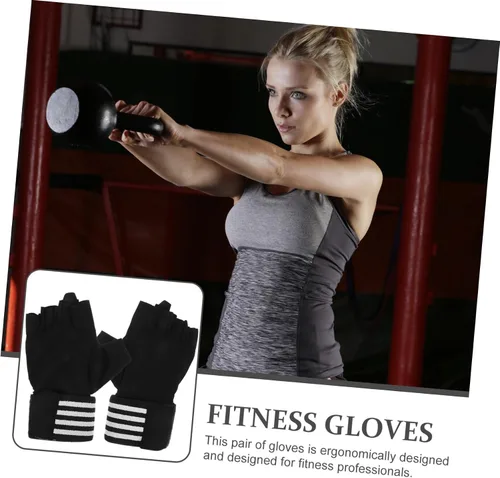 Vista 3 de TOYANDONA Guantes de gimnasio antideslizantes de medio dedo para levantamiento de pesas y fitness al aire libre, guantes de ejercicio transpirables