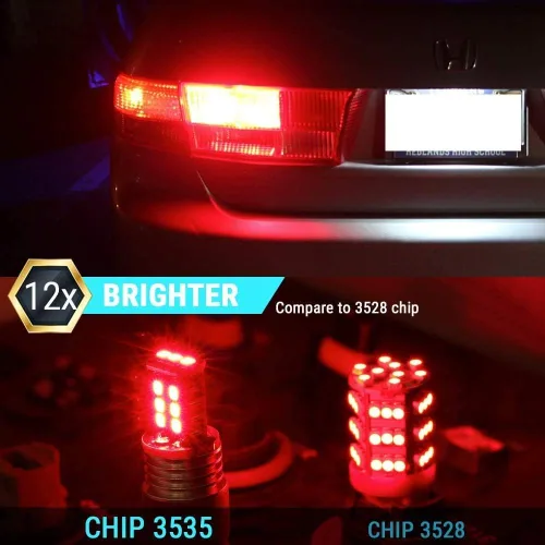 Vista 6 de Syneticusa 3156 3157 Bombillas de luces de freno LED estroboscópicas rojas súper brillantes de cuña de alta potencia 3535 LED 12V luces de parada