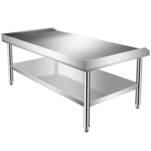 Vista 8 de Soporte de parrilla de acero inoxidable resistente con certificación NSF de calibre 18 con estante inferior para cocinas, cuartos de servicio