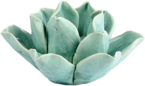 Vista 5 de HomArt Soporte para velas de té Lotus, color blanco