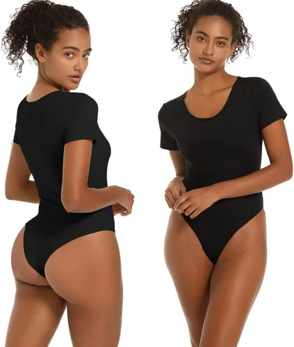 Vista 2 de jstarloves Women's Scoop Neck Short Sleevee Bodysuits Shapewear