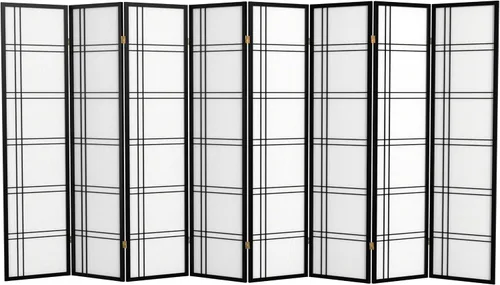 Vista 16 de Oriental Furniture - Pantalla Shoji de doble cruz de 6 pies de alto, color negro, 3 paneles