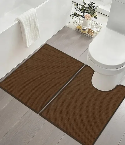 Vista 30 de YIHOUSE Juego de 2 tapetes de baño ultrafinos de secado rápido, tapete de baño absorbente para baño, antideslizante, lavable a máquina (beige)
