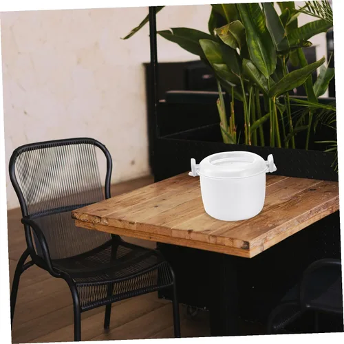 Vista 8 de Arrocera para microondas, recipiente para almacenamiento de alimentos, tazón de microondas con tapa, ollas de arroz para microondas, arroz