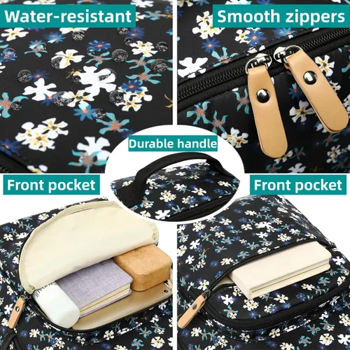 Vista 5 de Mochila para portátil Leaper para mujeres linda mochila floral para niñas para escuela, universidad, viajes, trabajo - mochila ligera para niños