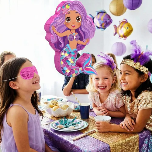 Vista 5 de Paquete de piñata de sirena, 16.1 pulgadas con murciélago vendado