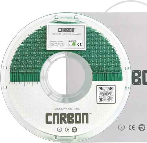 Vista 15 de Filamento para impresora 3D PETG de grado alimentario certificado - CARBON de Comfy Materials - Aprobado por la FDA, seguro para alimentos, probado